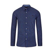 Raging Bull Ditsy Floral Print Cotton Poplin Shirt Navy