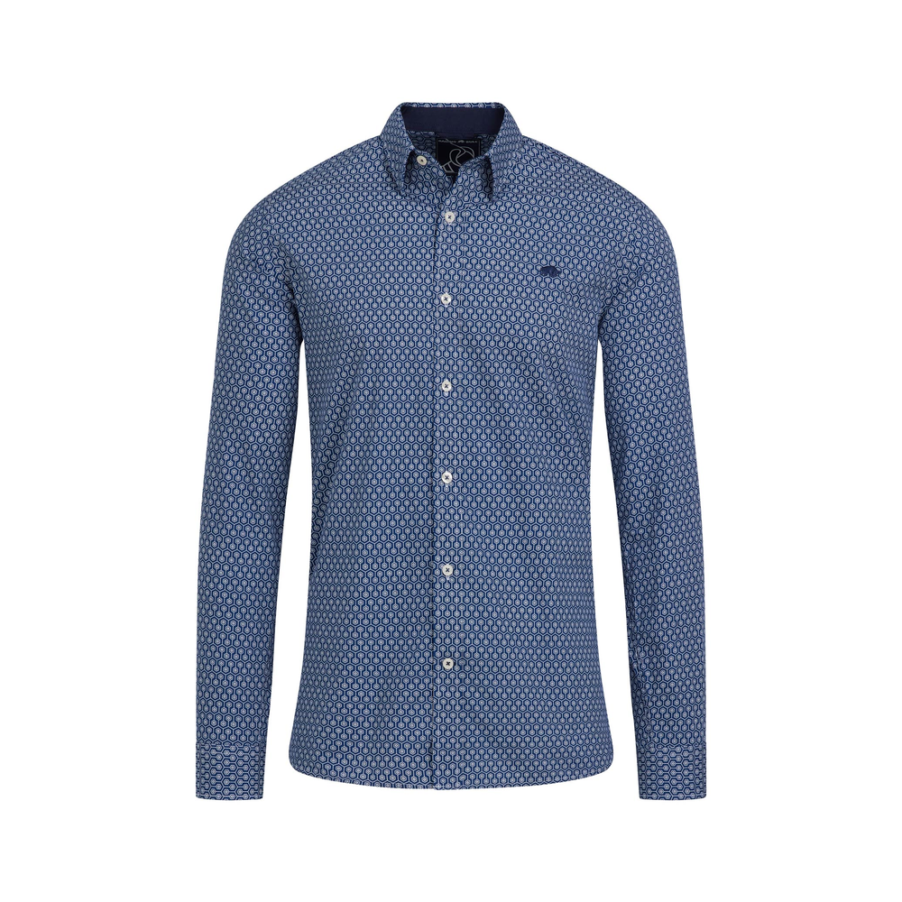 Raging Bull Geometric Print Shirt Navy