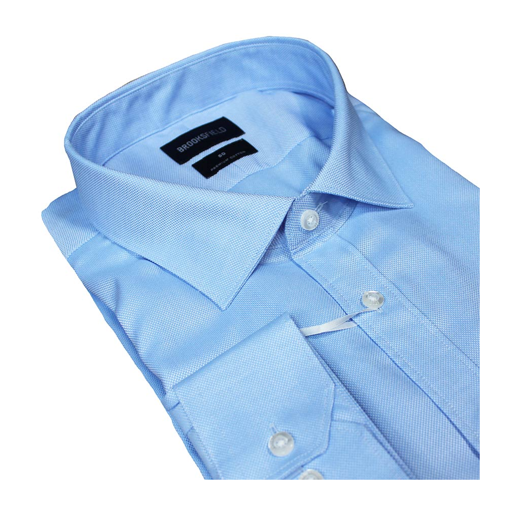 Brooksfield Sky Blue Plain Cotton Business Shirt