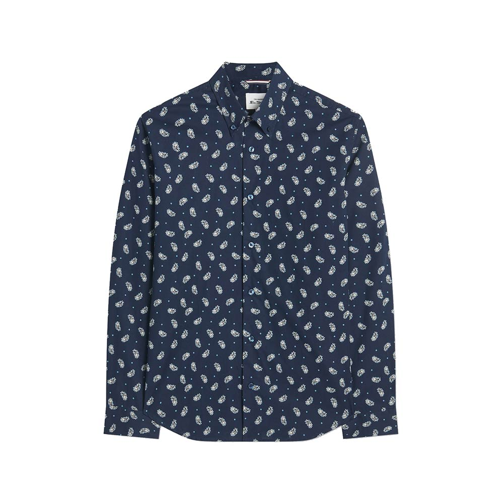 Ben Sherman Micro Paisley Print LS Navy