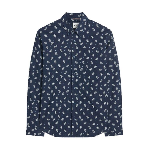 Ben Sherman Micro Paisley Print LS Navy-shop-by-brands-Beggs Big Mens Clothing - Big Men's fashionable clothing and shoes
