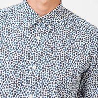 Ben Sherman Ditsy Floral Print LS Shirt White Blue