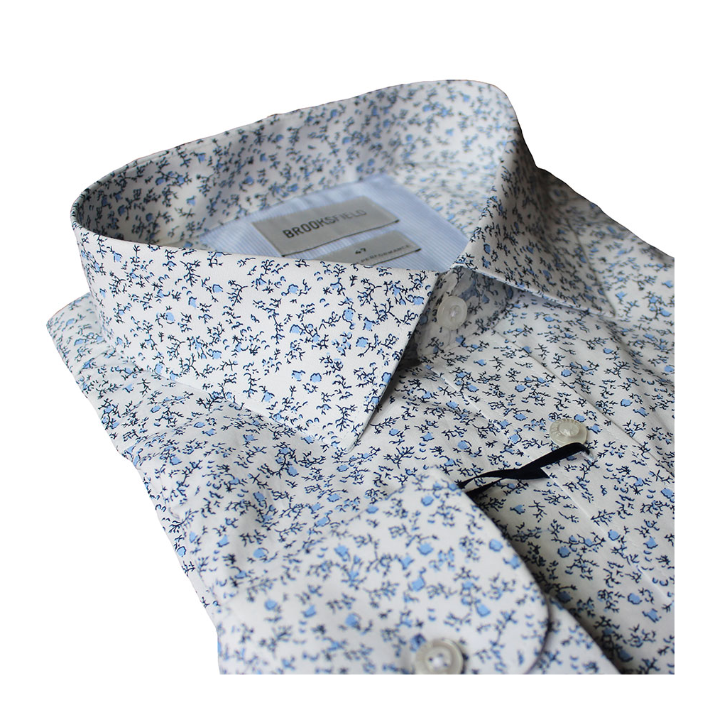 Brooksfield Stretch Cotton Floral Print Fashion Shirt