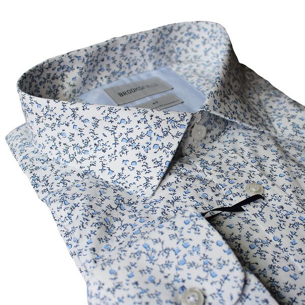Brooksfield Stretch Cotton Floral Print Fashion Shirt-shop-by-brands-Beggs Big Mens Clothing - Big Men's fashionable clothing and shoes