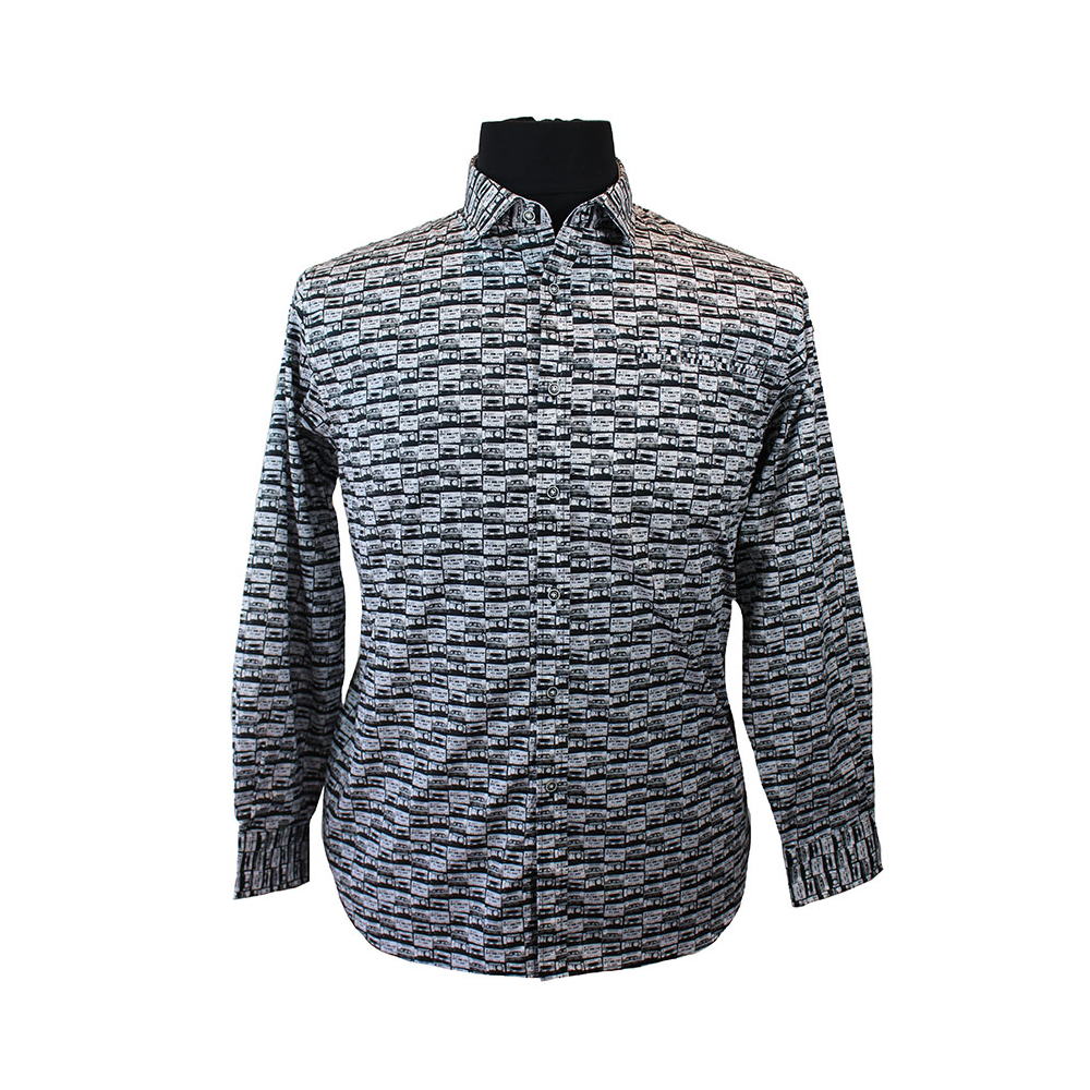 Berlin Cassete Poplin Print Long Sleeve Shirt