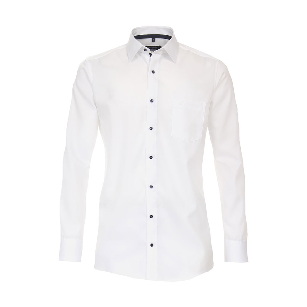 CASA MODA - Plain Business Shirt Contrast Buttons White