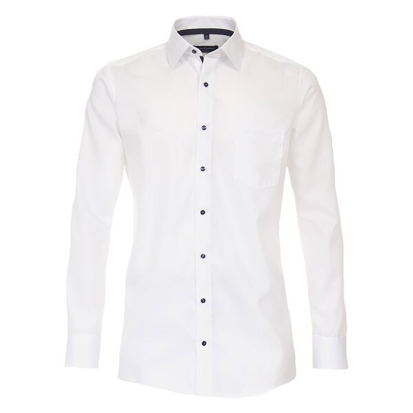 CASA MODA - Plain Business Shirt Contrast Buttons White-shop-by-brands-Beggs Big Mens Clothing - Big Men's fashionable clothing and shoes