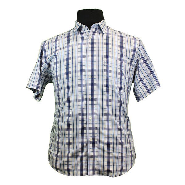 AERTEX - Cellular Pure Cotton Blue Window Check-shop-by-brands-Beggs Big Mens Clothing - Big Men's fashionable clothing and shoes