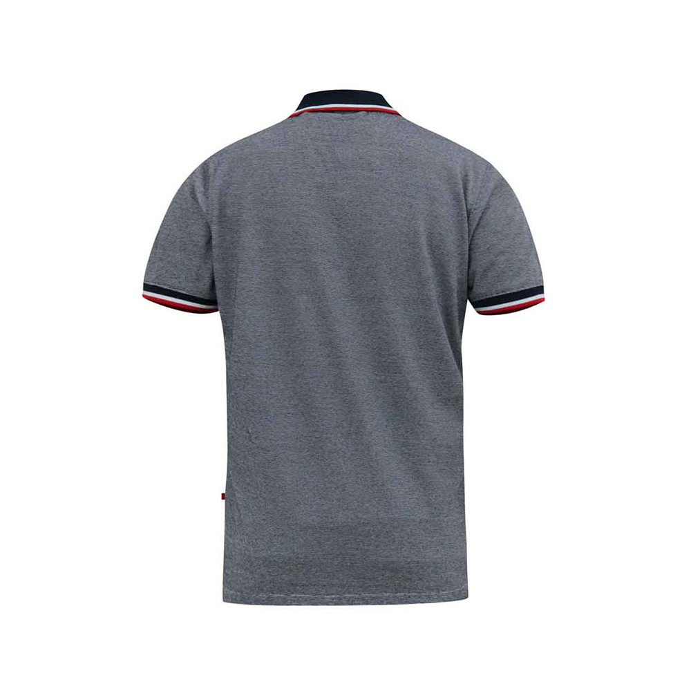 D555 Stripe Jersey Polo With Rib Collar Grey D555 Affordable