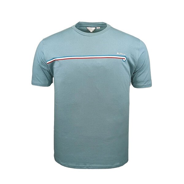 BEN SHERMAN - Core Stripe Tee Petrol Blue-shop-by-brands-Beggs Big Mens Clothing - Big Men's fashionable clothing and shoes