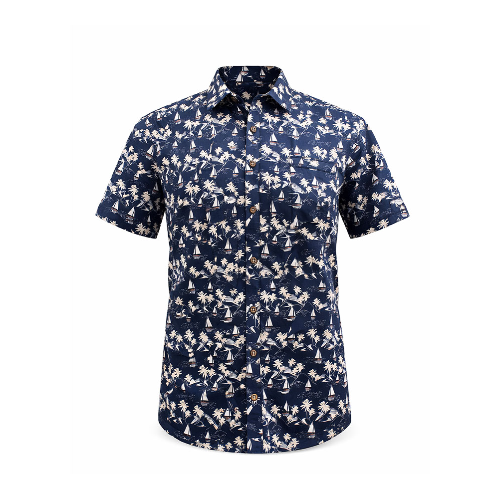 BERLIN - Pacific Boat Print SS Shirt Navy