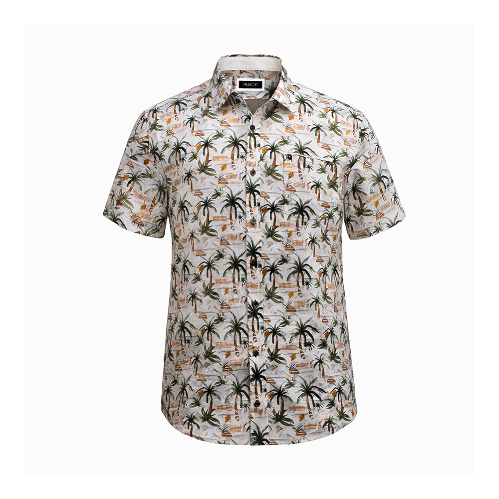 BERLIN - Palm Tree Print Linen SS Shirt