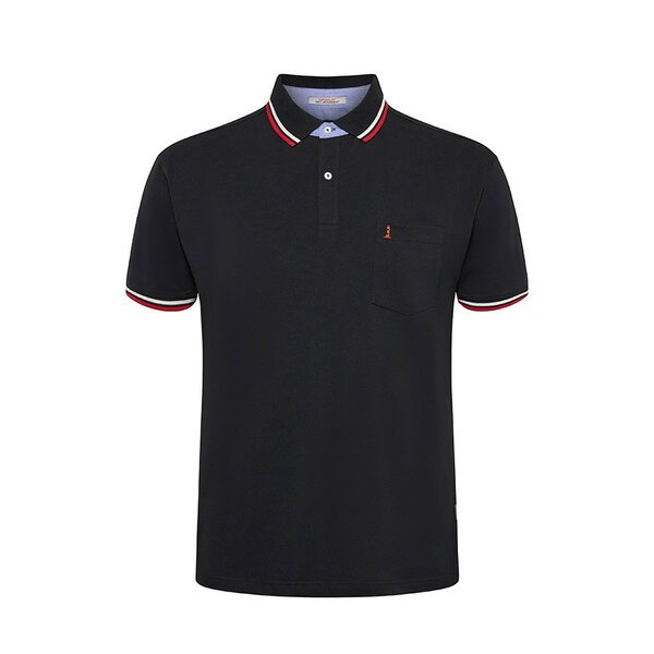 North 56 Contrast Super Stretch Cotton Polo Black-shop-by-brands-Beggs Big Mens Clothing - Big Men's fashionable clothing and shoes