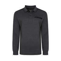 Kam Tipped Collar Polo Sweater Charcoal