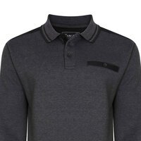 Kam Tipped Collar Polo Sweater Charcoal