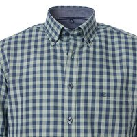 CASA MODA - Small Check Cotton SS Shirt Green