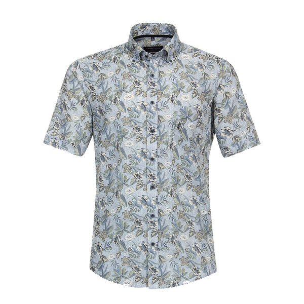 CASA MODA - Floral Leaf SS Shirt Blue Green-shop-by-brands-Beggs Big Mens Clothing - Big Men's fashionable clothing and shoes