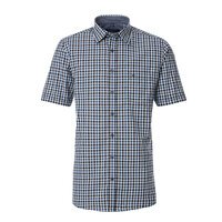 Casa Moda Textured Cotton Check SS Shirt Navy