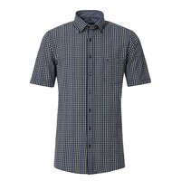 CASA MODA - Textured Cotton Check SS Shirt Navy