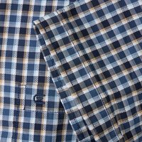 Casa Moda Textured Cotton Check SS Shirt Navy