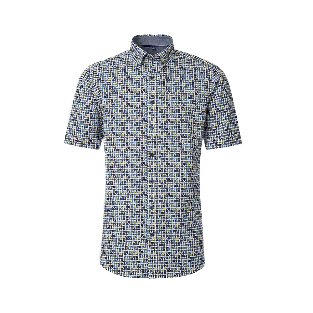 Casa Moda Circle Pattern SS Shirt Green