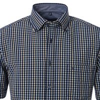 CASA MODA - Textured Cotton Check SS Shirt Navy