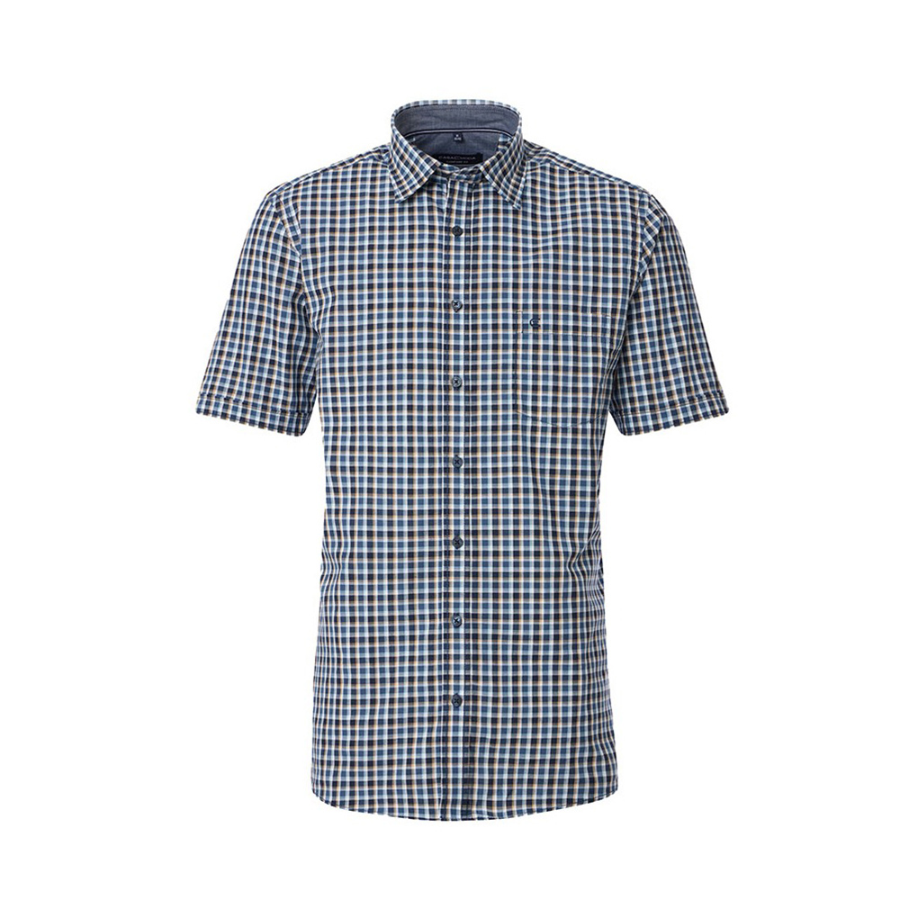 Casa Moda Small Check SS Shirt Navy