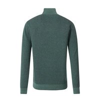 CASA MODA - Quarter Zip Cotton Weave Sweatshirt Turquoise
