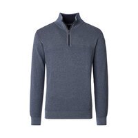 CASA MODA - Quarter Zip Cotton weave Sweatshirt Navy