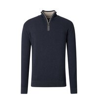 CASA MODA - Quarter Zip Cotton weave Sweatshirt Navy