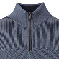 CASA MODA - Quarter Zip Cotton weave Sweatshirt Navy