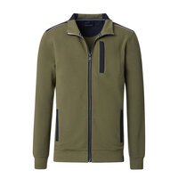 CASA MODA - Full Zip Cotton Stretch Sweatshirt Olive