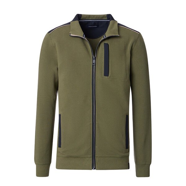CASA MODA - Full Zip Cotton Stretch Sweatshirt Olive-shop-by-brands-Beggs Big Mens Clothing - Big Men's fashionable clothing and shoes