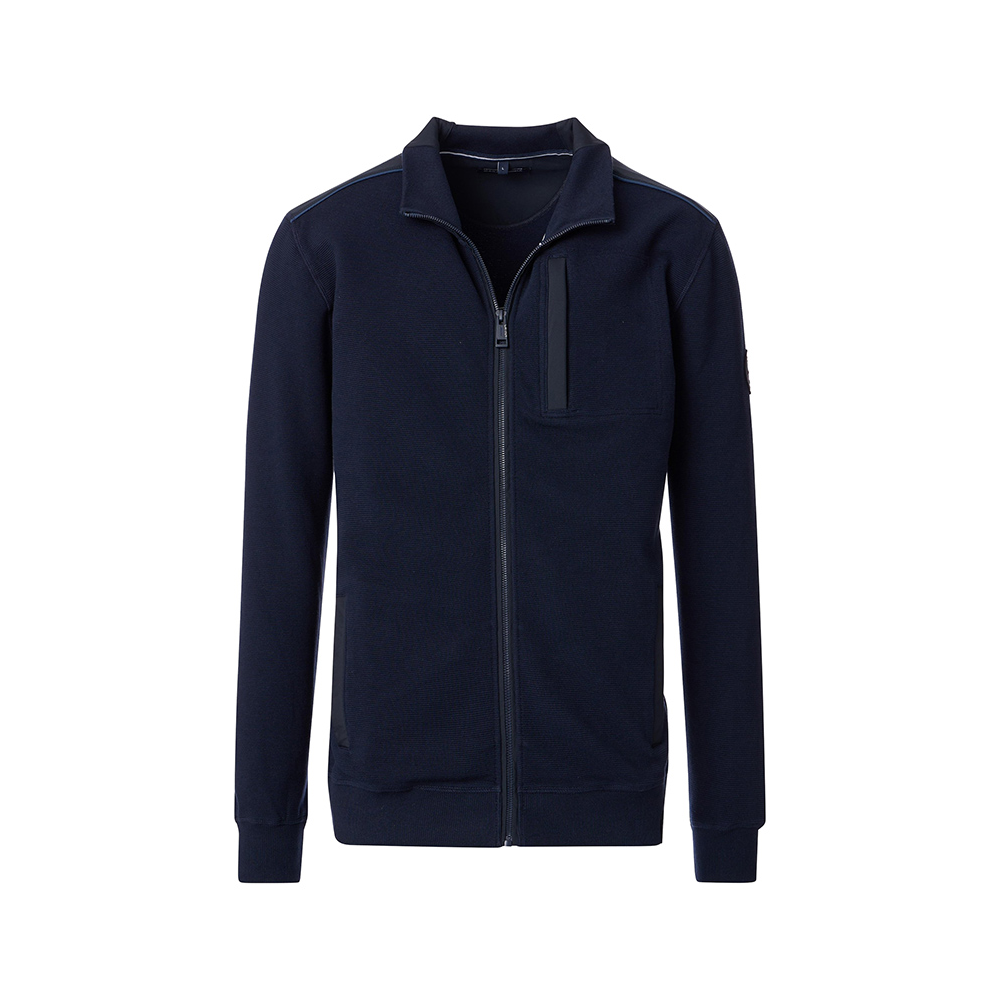 CASA MODA - Full Zip Cotton Stretch Sweatshirt Navy