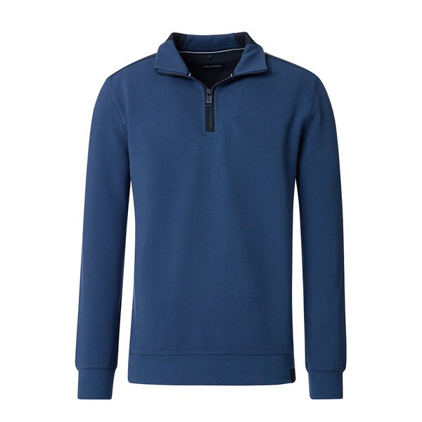 CASA MODA - Quater Zip Stretch Cotton Sweater Sargasso Sea-shop-by-brands-Beggs Big Mens Clothing - Big Men's fashionable clothing and shoes