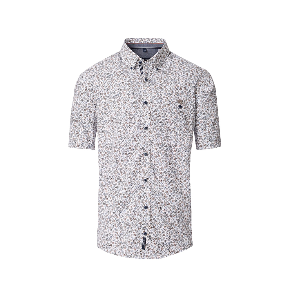 Casa Moda Floral Pattern SS Shirt Blue