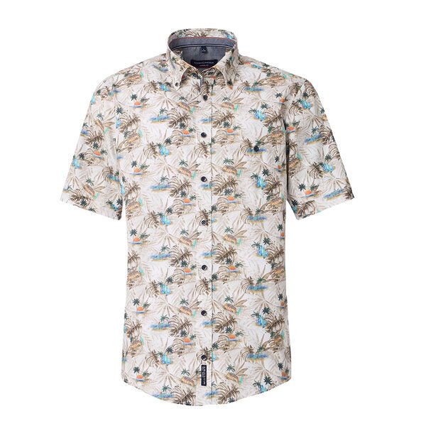 CASA MODA - Palm Tree Short Sleeve Shirt Beige-shop-by-brands-Beggs Big Mens Clothing - Big Men's fashionable clothing and shoes