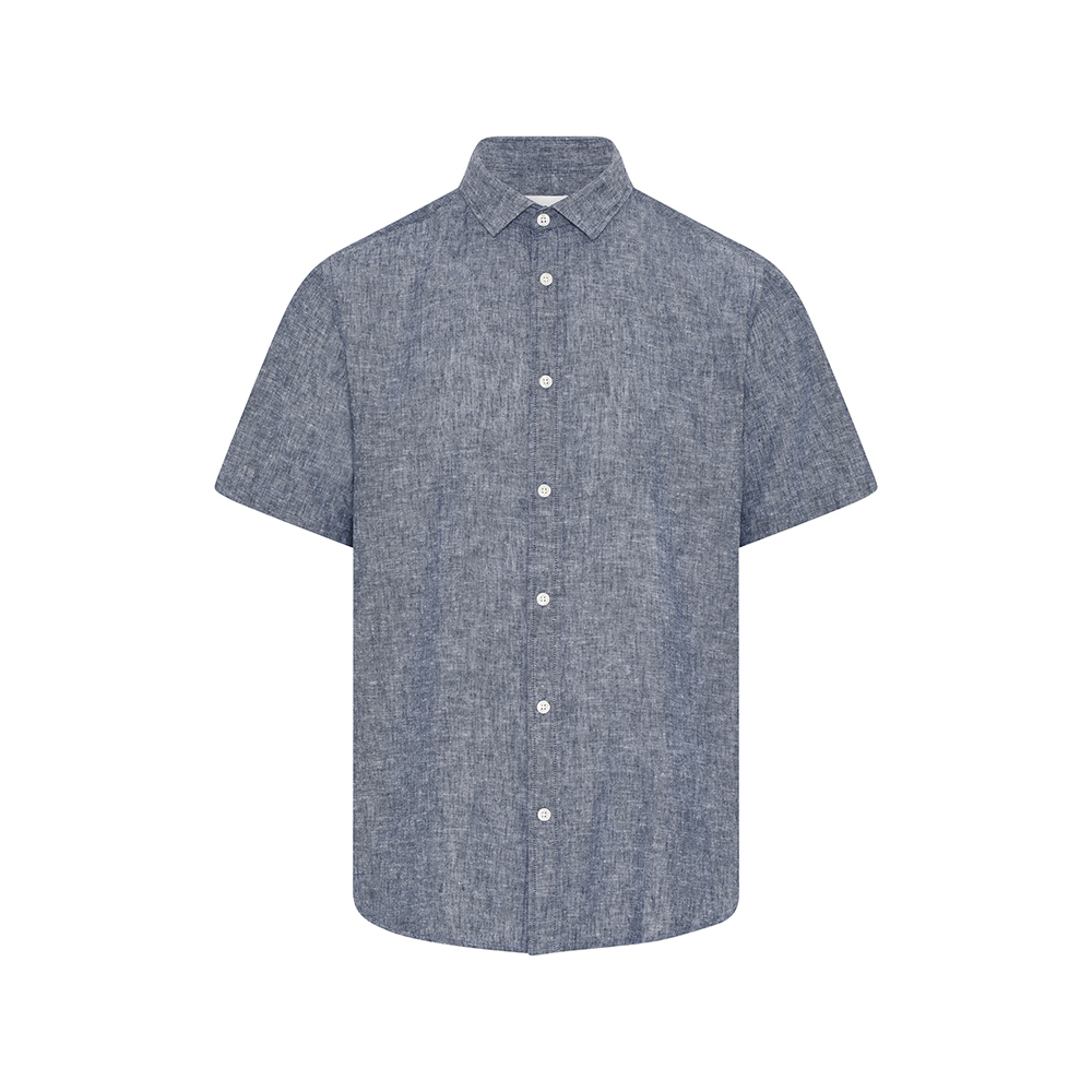 COMPASS - Rapallo Linen Cotton SS Shirt Blue Melange