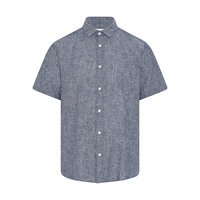 COMPASS - Rapallo Linen Cotton SS Shirt Blue Melange