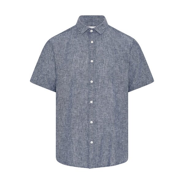 COMPASS - Rapallo Linen Cotton SS Shirt Blue Melange-shop-by-brands-Beggs Big Mens Clothing - Big Men's fashionable clothing and shoes