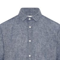 COMPASS - Rapallo Linen Cotton SS Shirt Blue Melange