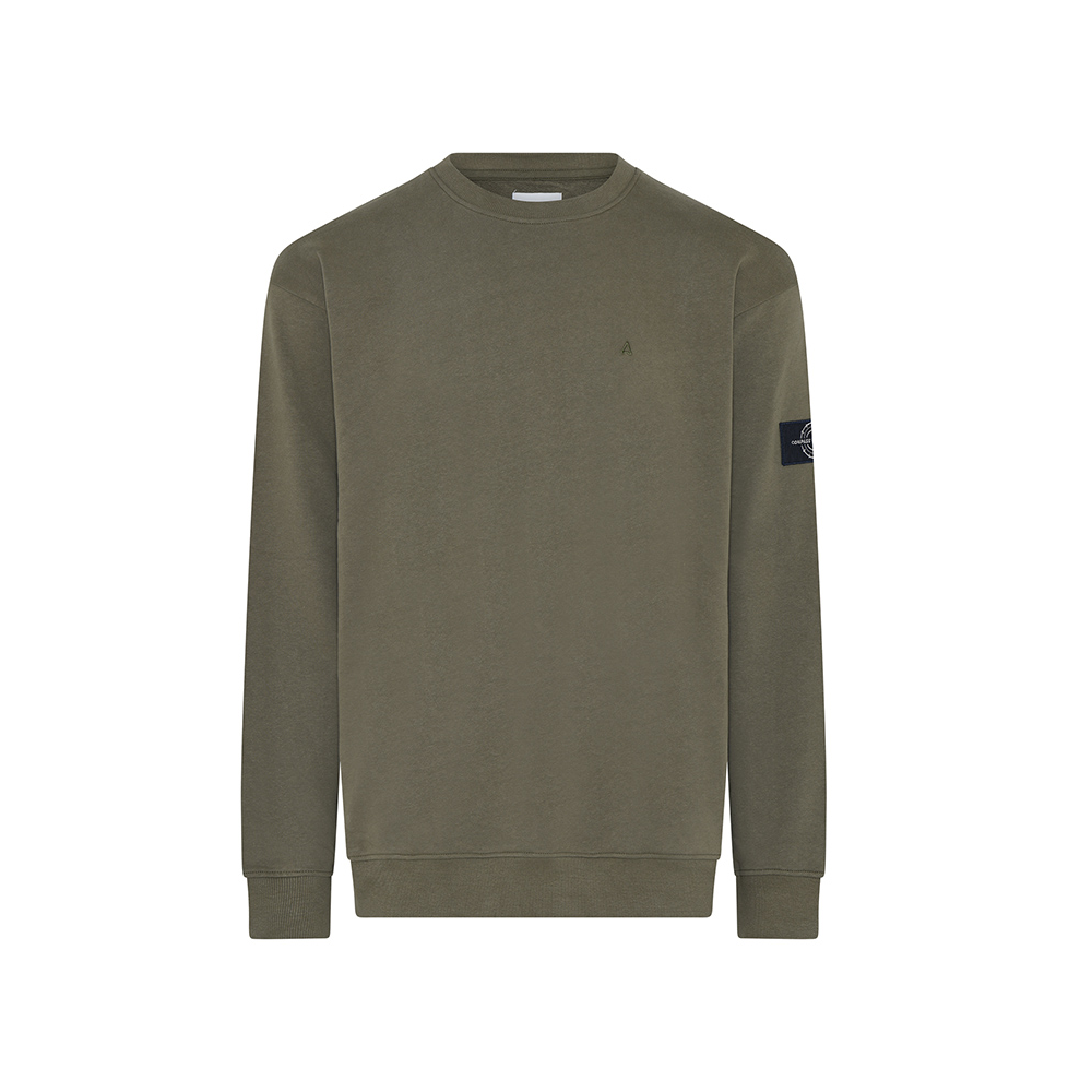 COMPASS - Crew neck Cotton Sweater Olive