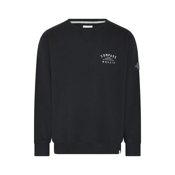 COMPASS - Crew Neck Logo Sweater Black-shop-by-brands-Beggs Big Mens Clothing - Big Men's fashionable clothing and shoes