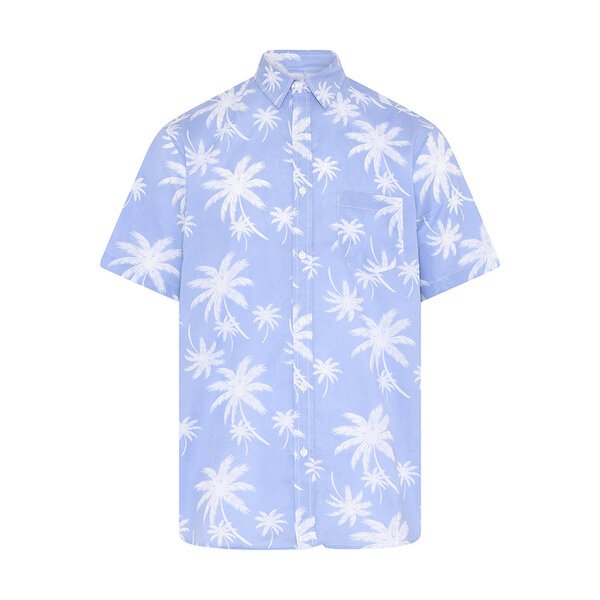 COMPASS - Noto Hawaiian Cotton SS Shirt Blue-shop-by-brands-Beggs Big Mens Clothing - Big Men's fashionable clothing and shoes