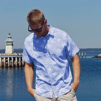 COMPASS - Noto Hawaiian Cotton SS Shirt Blue