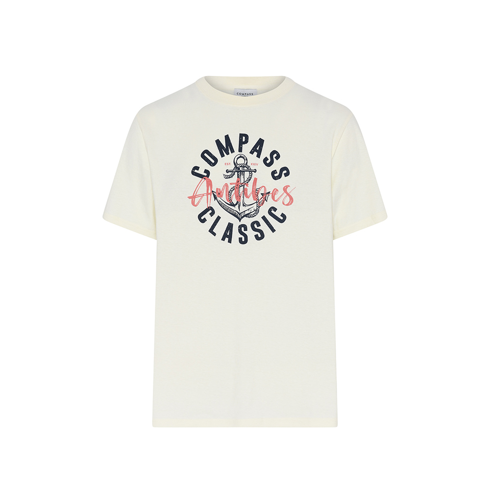 COMPASS - Anchor Print Hemp Mix Tee Cream