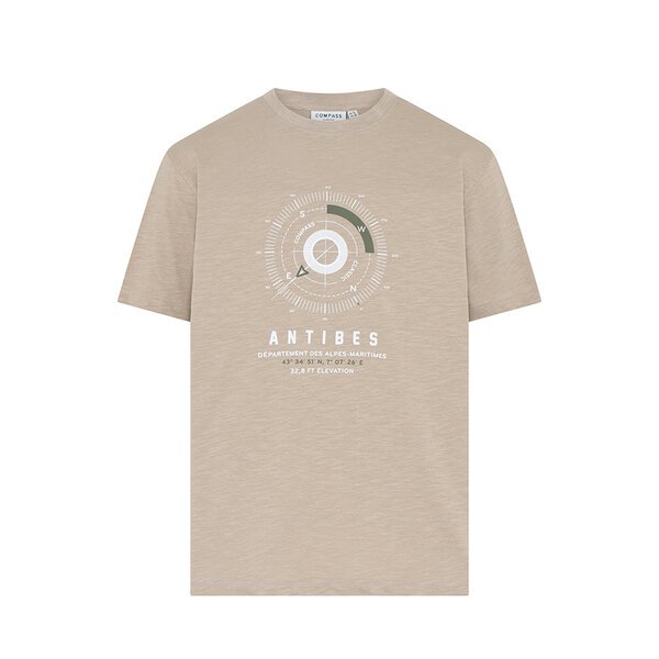 COMPASS - Compass Print Cotton Tee Sand-shop-by-brands-Beggs Big Mens Clothing - Big Men's fashionable clothing and shoes