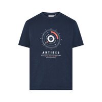COMPASS - Compass Print Cotton Tee Navy