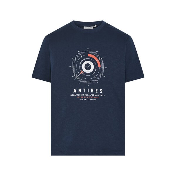 COMPASS - Compass Print Cotton Tee Navy-shop-by-brands-Beggs Big Mens Clothing - Big Men's fashionable clothing and shoes