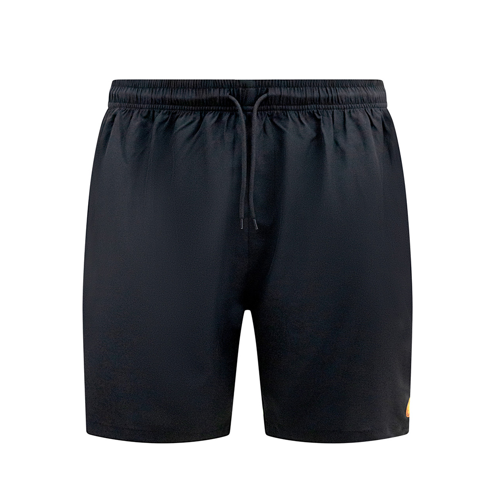 D555 - Hull Plain Black Training Short With Compression